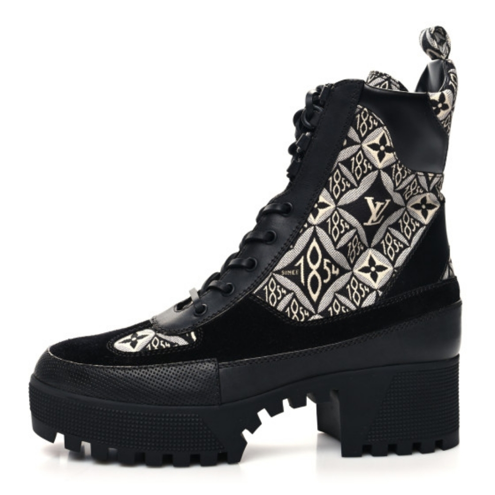 LOUIS VUITTONSuede Calfskin Jacquard Since 1854 Laureate Platform Desert Boots